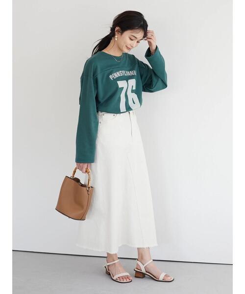 SEVENDAYS=SUNDAY（セブンデイズサンデイ）の「裏毛刺繍フットボールTEE　＊（スウェット・レディース・チャコールグレー/グリーン/バーガンディー・M/L）」の13枚目の写真