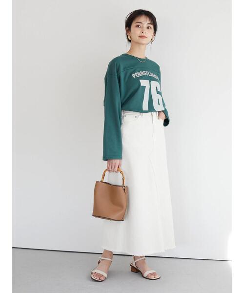 SEVENDAYS=SUNDAY（セブンデイズサンデイ）の「裏毛刺繍フットボールTEE　＊（スウェット・レディース・チャコールグレー/グリーン/バーガンディー・M/L）」の14枚目の写真