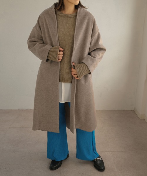 ユニクロ公式 | ダブルフェイスノーカラーコート DESIGN WORKS ダブル