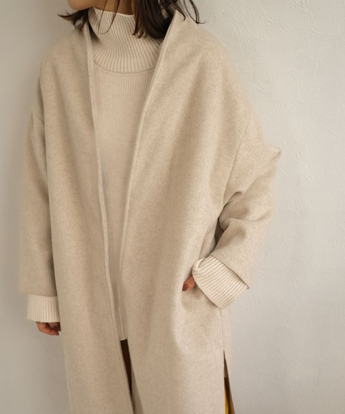 ＡＮＤＪ（アンドジェイ）の「シャギーダブルフェイスノーカラーコート（ノーカラーコート・レディース・グレイッシュベージュ/モカ・M）」の8枚目の写真