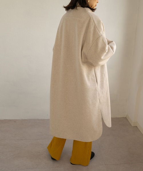 ＡＮＤＪ（アンドジェイ）の「シャギーダブルフェイスノーカラーコート（ノーカラーコート・レディース・グレイッシュベージュ/モカ・M）」の16枚目の写真