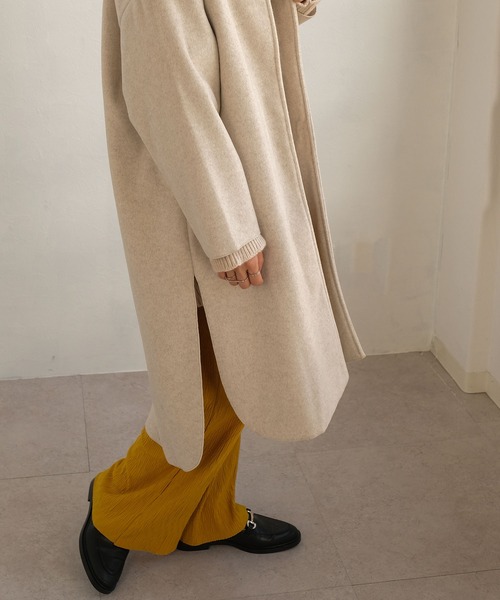 ＡＮＤＪ（アンドジェイ）の「シャギーダブルフェイスノーカラーコート（ノーカラーコート・レディース・グレイッシュベージュ/モカ・M）」の20枚目の写真