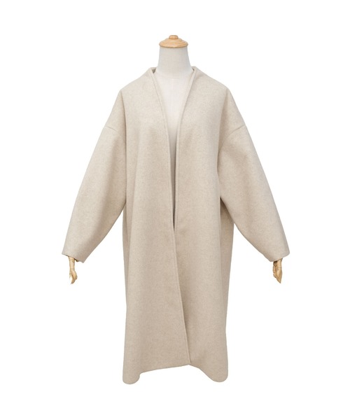 ＡＮＤＪ（アンドジェイ）の「シャギーダブルフェイスノーカラーコート（ノーカラーコート・レディース・グレイッシュベージュ/モカ・M）」の9枚目の写真