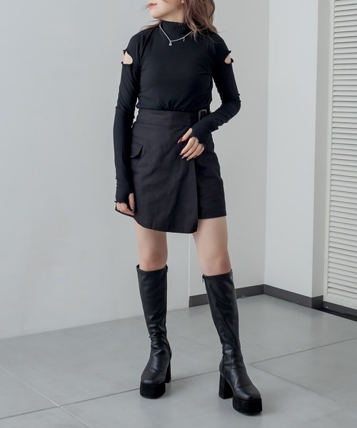 RASVOA(ラスボア)の「カッティングメローリブトップス(Tシャツ/カットソー・レディース・ブラック/ブルー・FREE)」の9枚目の写真