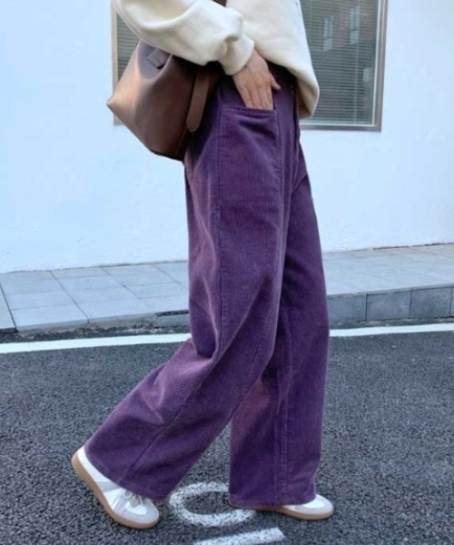 MANGROVE(マングローブ)の「コーデュロイルーズパンツ(その他パンツ・レディース・パープル/ブラック・FREE)」の2枚目の写真