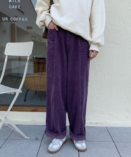 MANGROVE(マングローブ)の「コーデュロイルーズパンツ(その他パンツ・レディース・パープル/ブラック・FREE)」の3枚目の写真