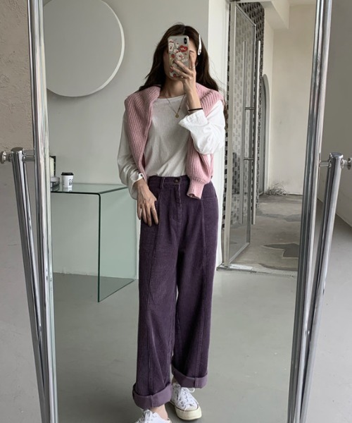 MANGROVE(マングローブ)の「コーデュロイルーズパンツ(その他パンツ・レディース・パープル/ブラック・FREE)」の8枚目の写真