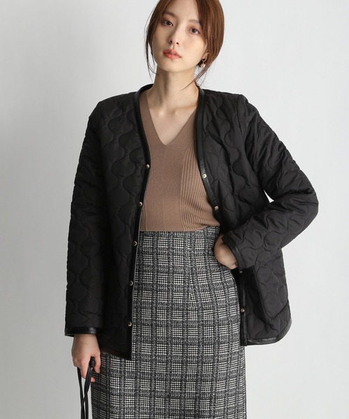 Andemiu（アンデミュウ）の「キルティングライナーブルゾン237197（ダウンジャケット/コート・レディース・ブラック/ベージュ・SMALL/MEDIUM）」の9枚目の写真