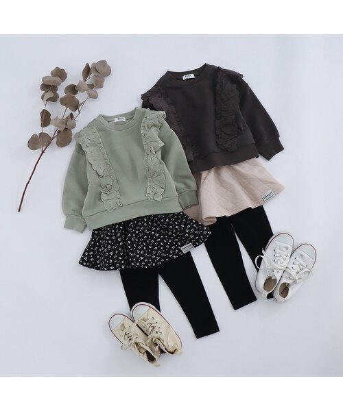 BREEZE（ブリーズ）の「あったかフリルトレーナー_裏起毛（スウェット・キッズ・ミント/チャコール/オレンジ・120/100/150/110/140/90/130）」の16枚目の写真