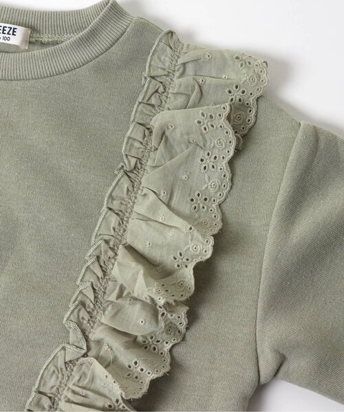 BREEZE（ブリーズ）の「あったかフリルトレーナー_裏起毛（スウェット・キッズ・ミント/チャコール/オレンジ・120/100/150/110/140/90/130）」の9枚目の写真