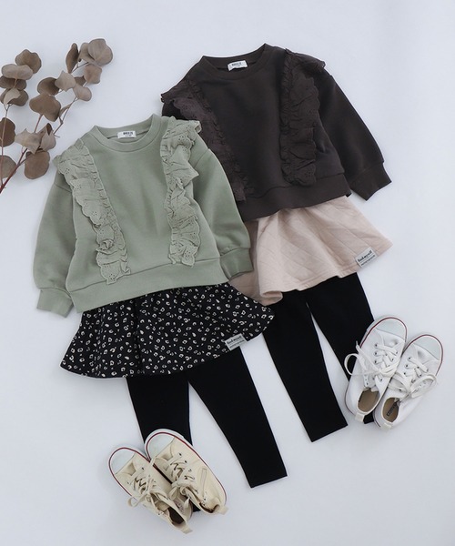 BREEZE（ブリーズ）の「あったかフリルトレーナー_裏起毛（スウェット・キッズ・ミント/チャコール/オレンジ・120/100/150/110/140/90/130）」の4枚目の写真