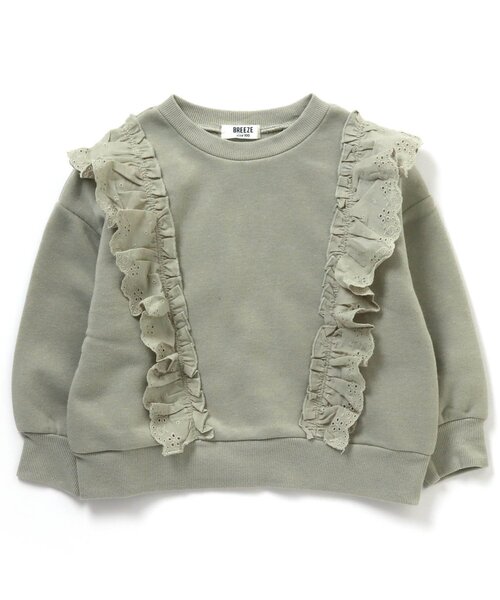 BREEZE（ブリーズ）の「あったかフリルトレーナー_裏起毛（スウェット・キッズ・ミント/チャコール/オレンジ・120/100/150/110/140/90/130）」の5枚目の写真