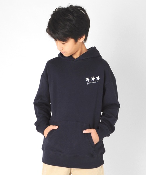 GLAZOS（グラソス）の「裏毛・ドロップショルダーアソートプリントパーカー（パーカー・キッズ・ブラック/ネイビー/ライトグリーン/グレー/サックスブルー/ベージュ・150cm/130cm/140cm/160cm/170cm）」の6枚目の写真