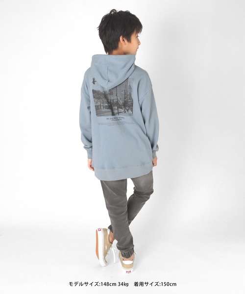 GLAZOS（グラソス）の「裏毛・ドロップショルダーアソートプリントパーカー（パーカー・キッズ・ブラック/ネイビー/ライトグリーン/グレー/サックスブルー/ベージュ・150cm/130cm/140cm/160cm/170cm）」の10枚目の写真