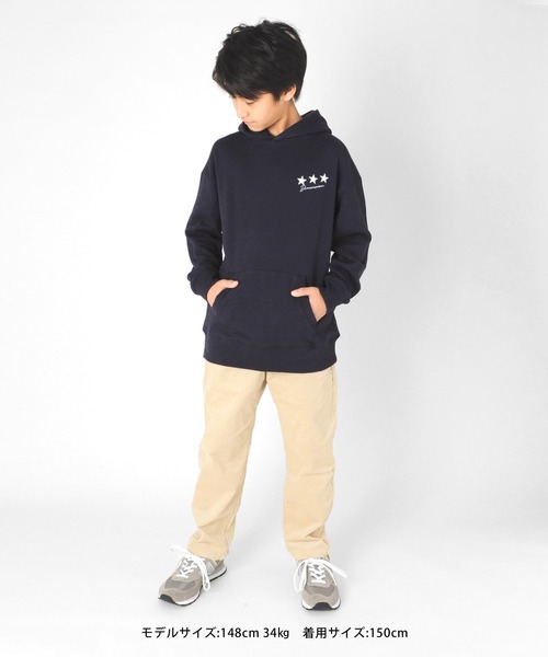 GLAZOS（グラソス）の「裏毛・ドロップショルダーアソートプリントパーカー（パーカー・キッズ・ブラック/ネイビー/ライトグリーン/グレー/サックスブルー/ベージュ・150cm/130cm/140cm/160cm/170cm）」の12枚目の写真