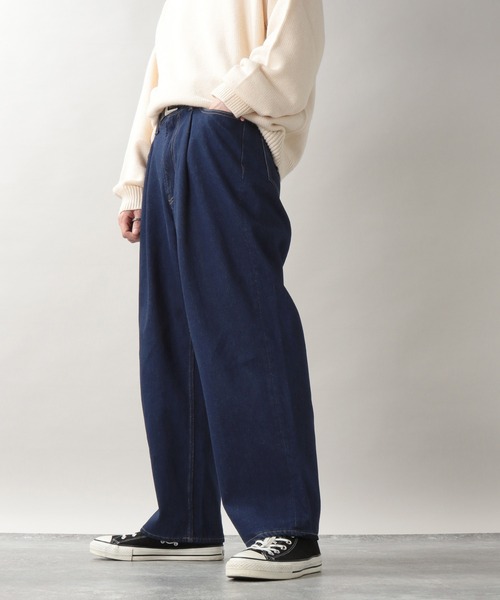RAGEBLUE（レイジブルー）の「タックバルーン/デニムワイドパンツ/229429（デニムパンツ・メンズ・ブラック/ネイビー/ブルー・MEDIUM/LARGE）」の3枚目の写真
