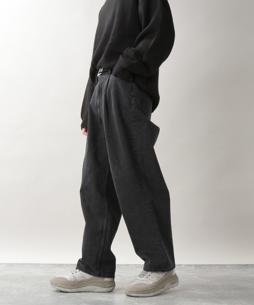 RAGEBLUE（レイジブルー）の「タックバルーン/デニムワイドパンツ/229429（デニムパンツ・メンズ・ブラック/ネイビー/ブルー・MEDIUM/LARGE）」の2枚目の写真