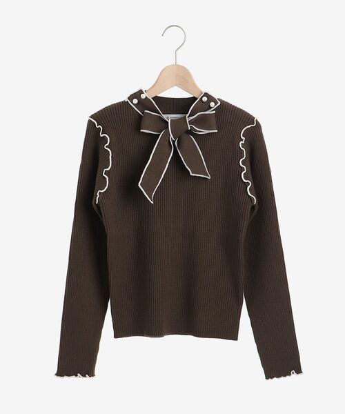 MAJESTIC LEGON（マジェスティックレゴン）の「バイカラー2wayボウタイニット（ニット/セーター・レディース・ブラック/アイボリー/ボルドー/グリーン/ブラウン・MEDIUM）」の4枚目の写真