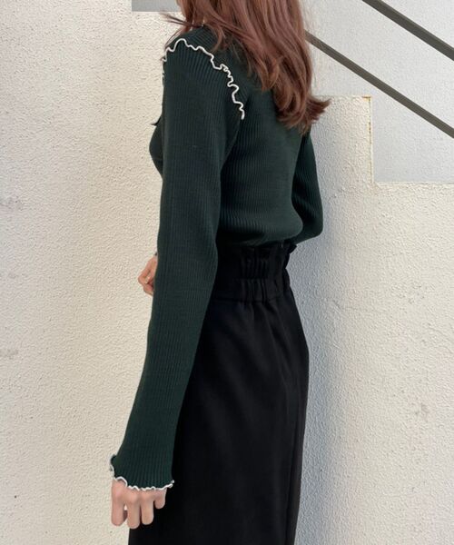 MAJESTIC LEGON（マジェスティックレゴン）の「バイカラー2wayボウタイニット（ニット/セーター・レディース・ブラック/アイボリー/ボルドー/グリーン/ブラウン・MEDIUM）」の8枚目の写真