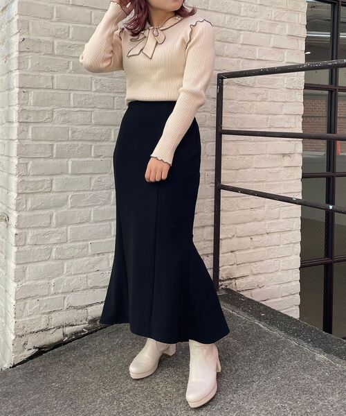 MAJESTIC LEGON（マジェスティックレゴン）の「バイカラー2wayボウタイニット（ニット/セーター・レディース・ブラック/アイボリー/ボルドー/グリーン/ブラウン・MEDIUM）」の17枚目の写真