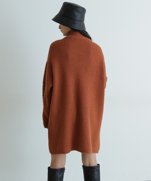 FREE'S MART（フリーズマート）の「◇アノラックケーブルニットワンピース（ワンピース・レディース・ブラック/ベージュ/ブラウン・FREE）」の8枚目の写真