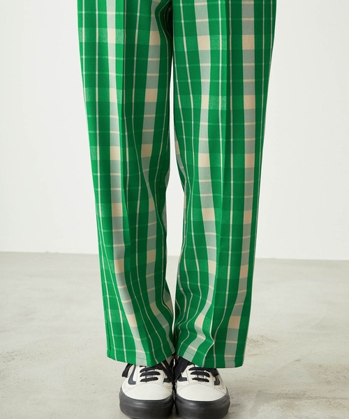 セール】【forksy.】ツイルセンタープレスパンツ/チェック柄