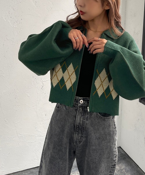 apres jour mignon（アプレジュールミニョン）の「アソートジップカーディガン【ZOZOTOWN限定アイテム】（カーディガン/ボレロ・レディース・ブラック/ダークグリーン/アイボリー/ブラック系その他/グリーン系その他・X-LARGE/フリー）」の5枚目の写真