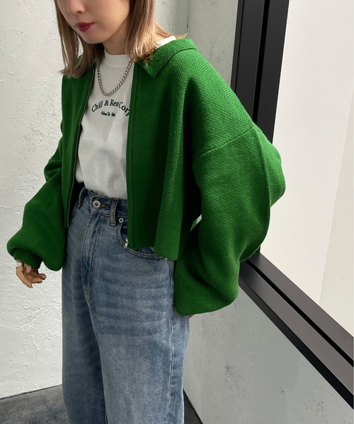 apres jour mignon（アプレジュールミニョン）の「アソートジップカーディガン【ZOZOTOWN限定アイテム】（カーディガン/ボレロ・レディース・ブラック/ダークグリーン/アイボリー/ブラック系その他/グリーン系その他・X-LARGE/フリー）」の4枚目の写真