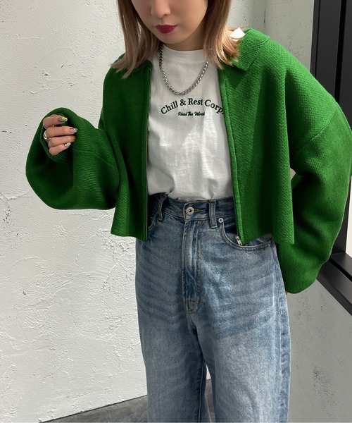 apres jour mignon（アプレジュールミニョン）の「アソートジップカーディガン【ZOZOTOWN限定アイテム】（カーディガン/ボレロ・レディース・ブラック/ダークグリーン/アイボリー/ブラック系その他/グリーン系その他・X-LARGE/フリー）」の8枚目の写真