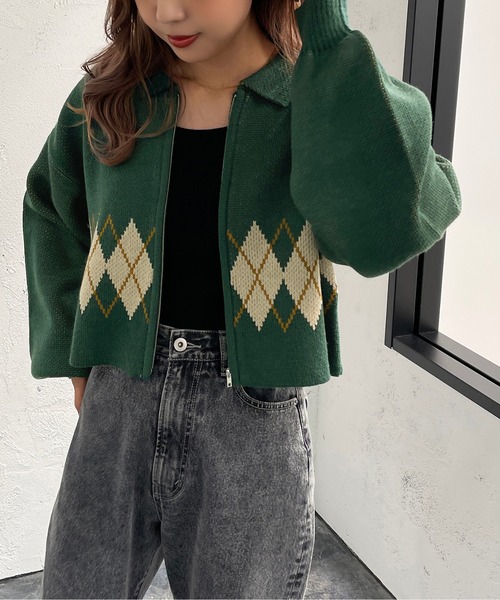 apres jour mignon（アプレジュールミニョン）の「アソートジップカーディガン【ZOZOTOWN限定アイテム】（カーディガン/ボレロ・レディース・ブラック/ダークグリーン/アイボリー/ブラック系その他/グリーン系その他・X-LARGE/フリー）」の9枚目の写真