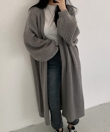畦編みニットカーディガン