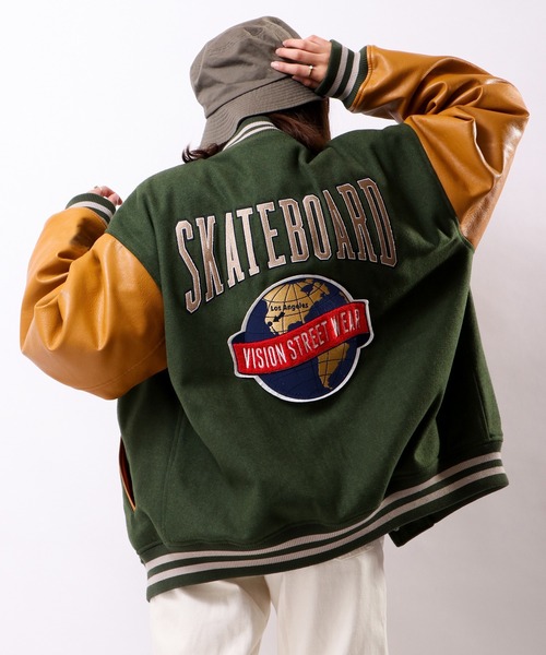 ネット限定 【VISION STREET WEAR】メルトンPUスタジャン(スタジャン ネット限定 【VISION STREET WEAR】メルトンPUスタジャン(スタジャン