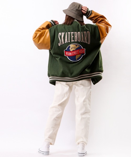 ネット限定 【VISION STREET WEAR】メルトンPUスタジャン(スタジャン ネット限定 【VISION STREET WEAR】メルトンPUスタジャン(スタジャン