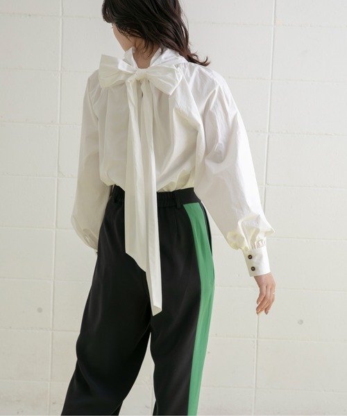 Eimee Law(エイミーロウ)の「ビックリボンボリュームタイBL(シャツ/ブラウス・レディース・ブラック/オフホワイト・38)」の15枚目の写真