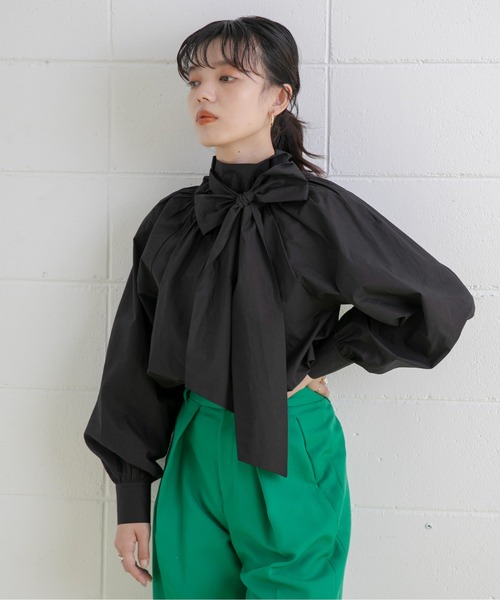 Eimee Law(エイミーロウ)の「ビックリボンボリュームタイBL(シャツ/ブラウス・レディース・ブラック/オフホワイト・38)」の6枚目の写真