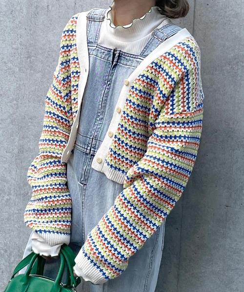 w closet（ダブルクローゼット）の「7Gマルチボーダーカーディガン