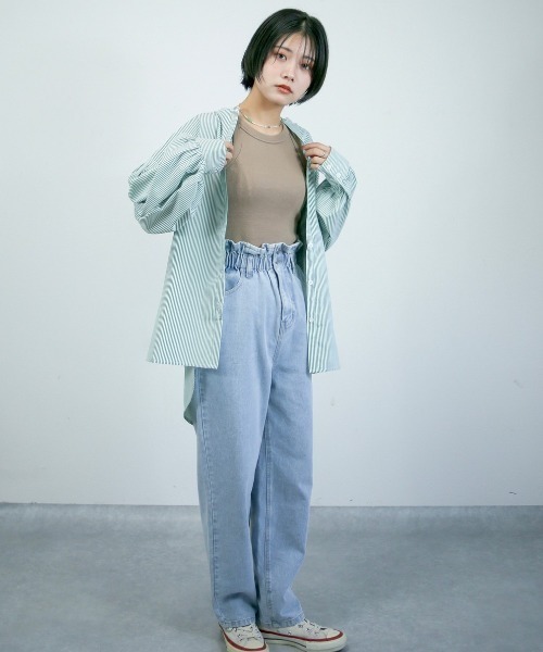 spoon store(スプーンストア)の「ストライプバンドカラーシャツ(シャツ/ブラウス・レディース・ピンク/ブルー/グリーン・フリー)」の13枚目の写真