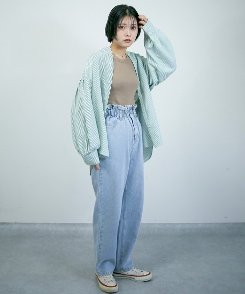 spoon store(スプーンストア)の「ストライプバンドカラーシャツ(シャツ/ブラウス・レディース・ピンク/ブルー/グリーン・フリー)」の15枚目の写真