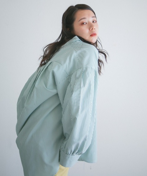 spoon store(スプーンストア)の「ストライプバンドカラーシャツ(シャツ/ブラウス・レディース・ピンク/ブルー/グリーン・フリー)」の18枚目の写真