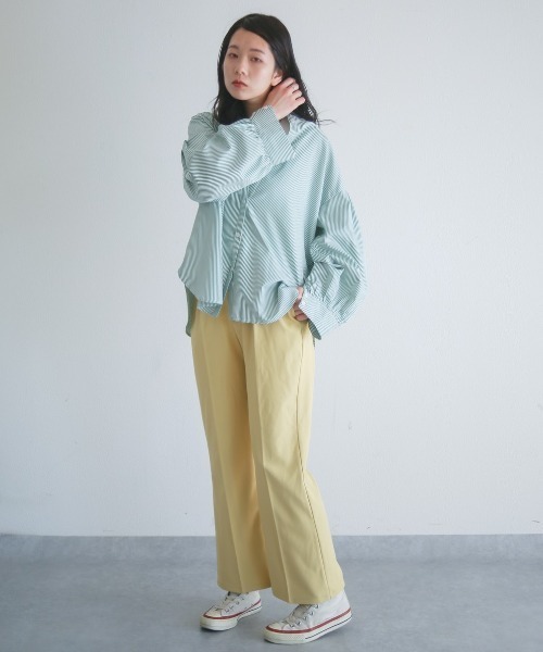 spoon store(スプーンストア)の「ストライプバンドカラーシャツ(シャツ/ブラウス・レディース・ピンク/ブルー/グリーン・フリー)」の21枚目の写真