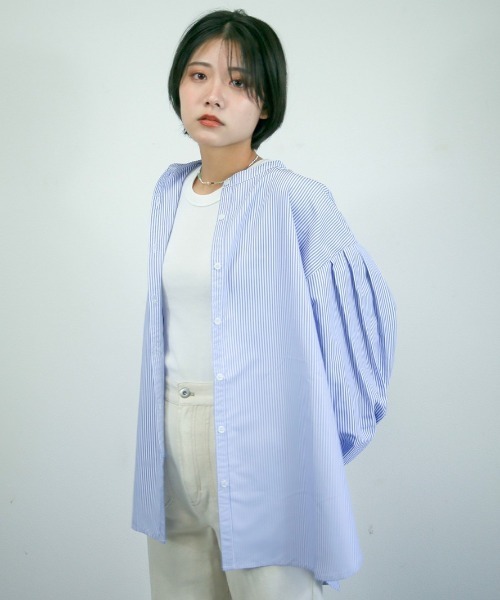 spoon store(スプーンストア)の「ストライプバンドカラーシャツ(シャツ/ブラウス・レディース・ピンク/ブルー/グリーン・フリー)」の22枚目の写真