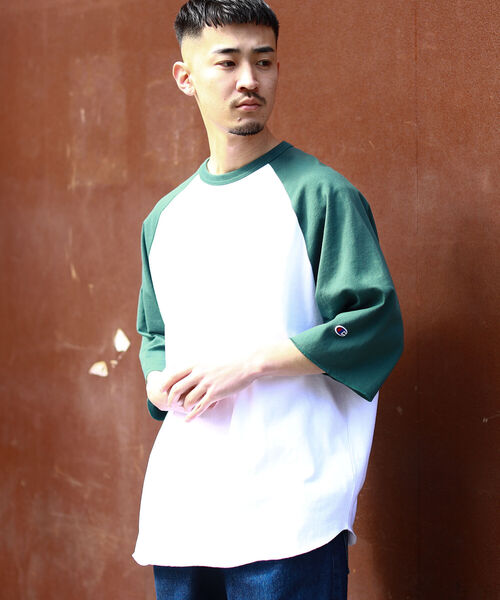 Champion（チャンピオン）の「Champion × BEAMS / 別注 Baseball T-shirt（Tシャツ/カットソー・メンズ・ブルー/グレー/ホワイト・L/M/S/XL）」の9枚目の写真