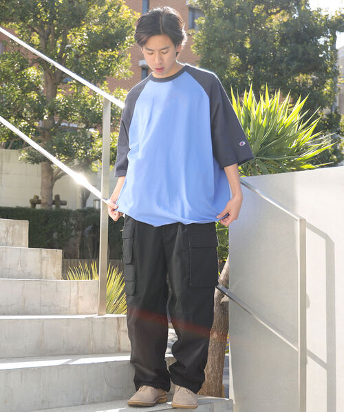 Champion（チャンピオン）の「Champion × BEAMS / 別注 Baseball T-shirt（Tシャツ/カットソー・メンズ・ブルー/グレー/ホワイト・L/M/S/XL）」の4枚目の写真