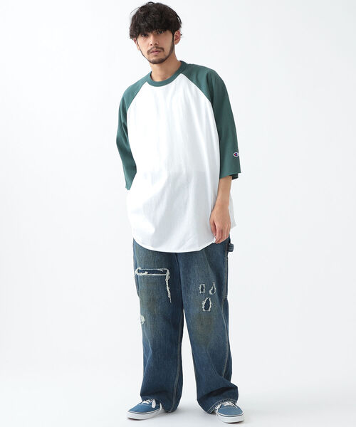 Champion（チャンピオン）の「Champion × BEAMS / 別注 Baseball T-shirt（Tシャツ/カットソー・メンズ・ブルー/グレー/ホワイト・L/M/S/XL）」の10枚目の写真
