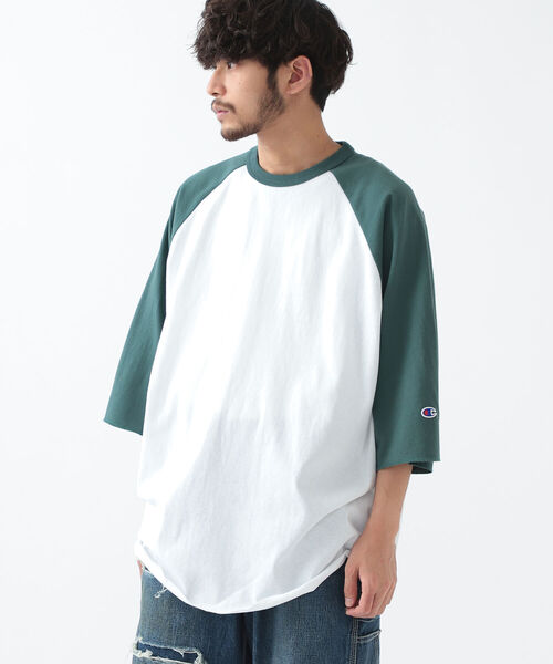 Champion（チャンピオン）の「Champion × BEAMS / 別注 Baseball T-shirt（Tシャツ/カットソー・メンズ・ブルー/グレー/ホワイト・L/M/S/XL）」の8枚目の写真