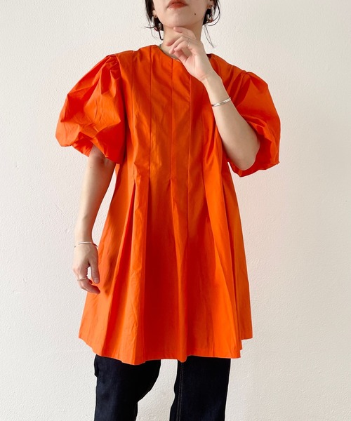 wee9s（ウィークス）の「puff sleeve tunic po / パフスリーブチュニックプルオーバー（シャツ/ブラウス・レディース・オレンジ/ブラック・FREE）」の22枚目の写真