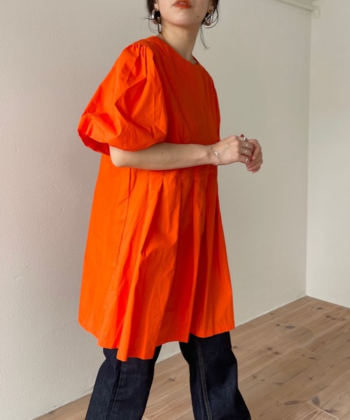 wee9s（ウィークス）の「puff sleeve tunic po / パフスリーブチュニックプルオーバー（シャツ/ブラウス・レディース・オレンジ/ブラック・FREE）」の9枚目の写真
