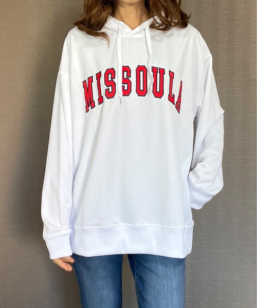 GGD（ジージーディー）の「BIG パーカー ストレッチ 刺繍 ワッペン ビッグ シルエット パーカー（パーカー・レディース・グリーン/ブラック/ホワイト・LL/M/L）」の6枚目の写真