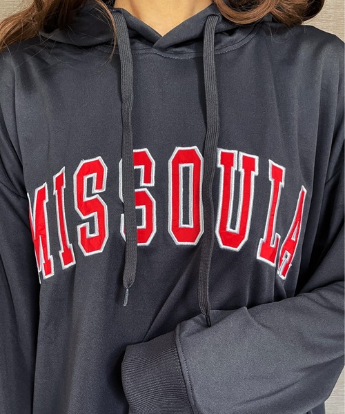 GGD（ジージーディー）の「BIG パーカー ストレッチ 刺繍 ワッペン ビッグ シルエット パーカー（パーカー・レディース・グリーン/ブラック/ホワイト・LL/M/L）」の18枚目の写真