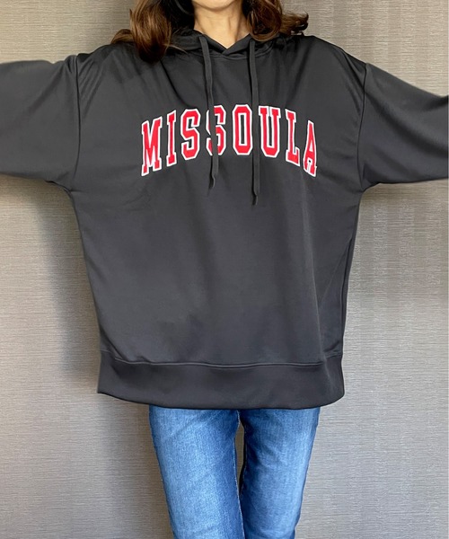 GGD（ジージーディー）の「BIG パーカー ストレッチ 刺繍 ワッペン ビッグ シルエット パーカー（パーカー・レディース・グリーン/ブラック/ホワイト・LL/M/L）」の16枚目の写真